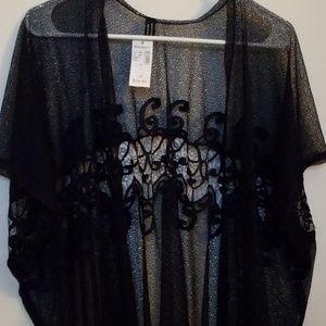 Navy lace shawl/overlay